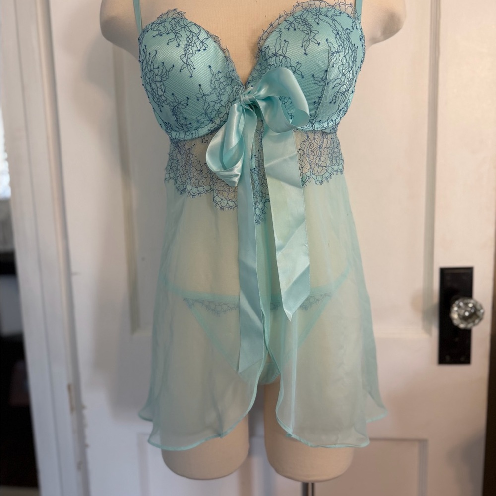 Victoria secret lingerie set Elegant Lace Babydoll Lingerie in Light Blue